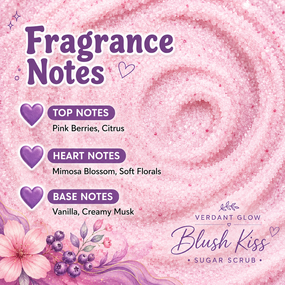 Verdant Glow Luxury Sugar Scrub – Blush Kiss