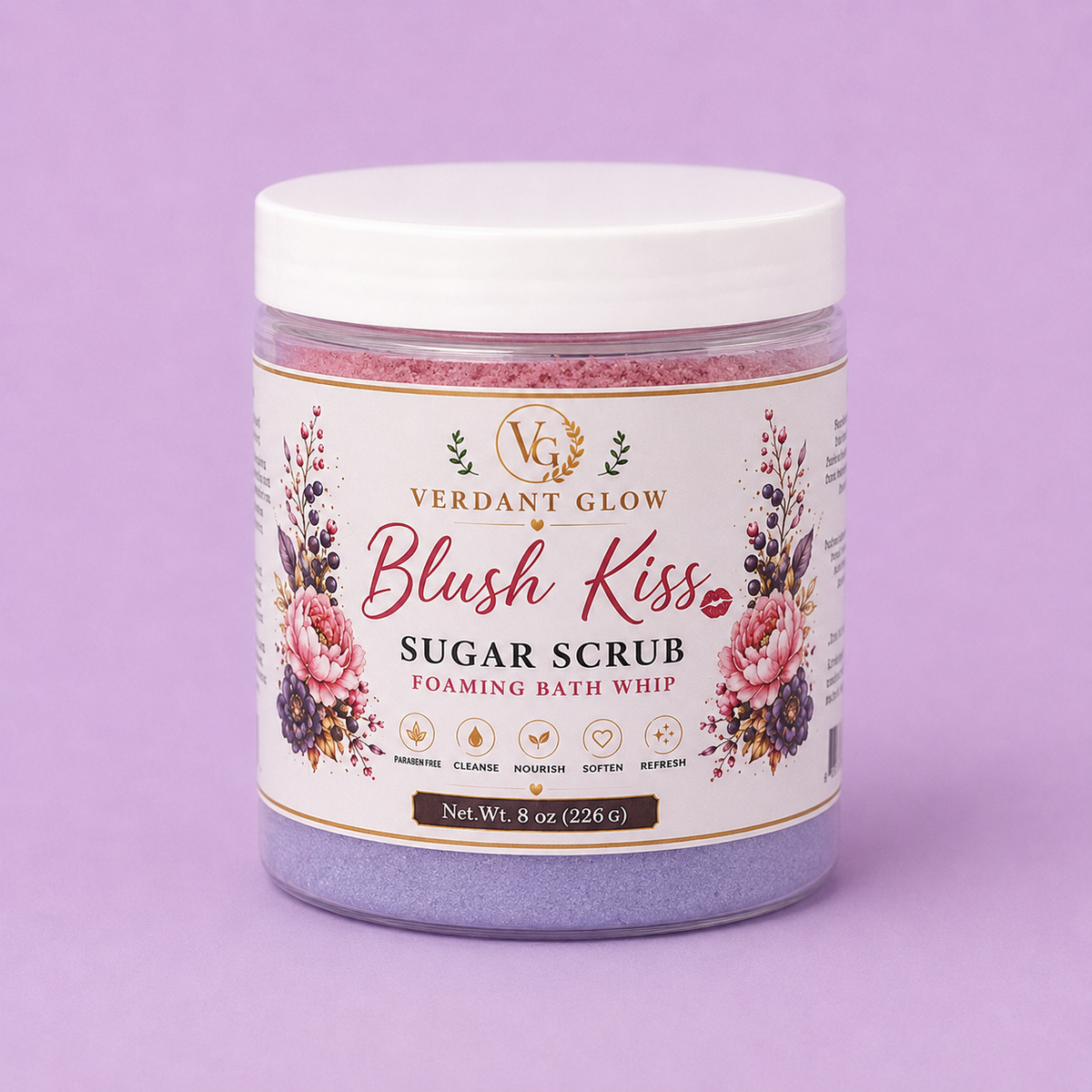 Verdant Glow Luxury Sugar Scrub – Blush Kiss