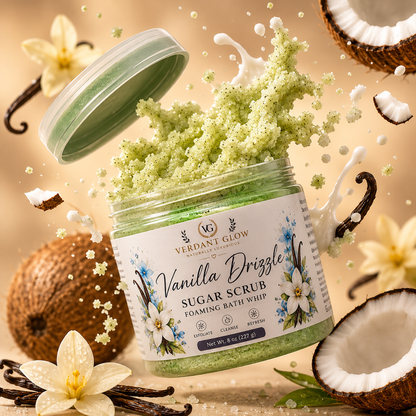 Verdant Glow Luxury Sugar Scrub – Vanilla Drizzle