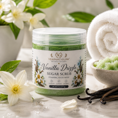 Verdant Glow Luxury Sugar Scrub – Vanilla Drizzle